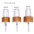 24/410 Cosmetic Bamboo Pump for Shampoo/Liquid/Lotion Bamboo lids closure plastic spray lotion pump glass bottle smooth caps