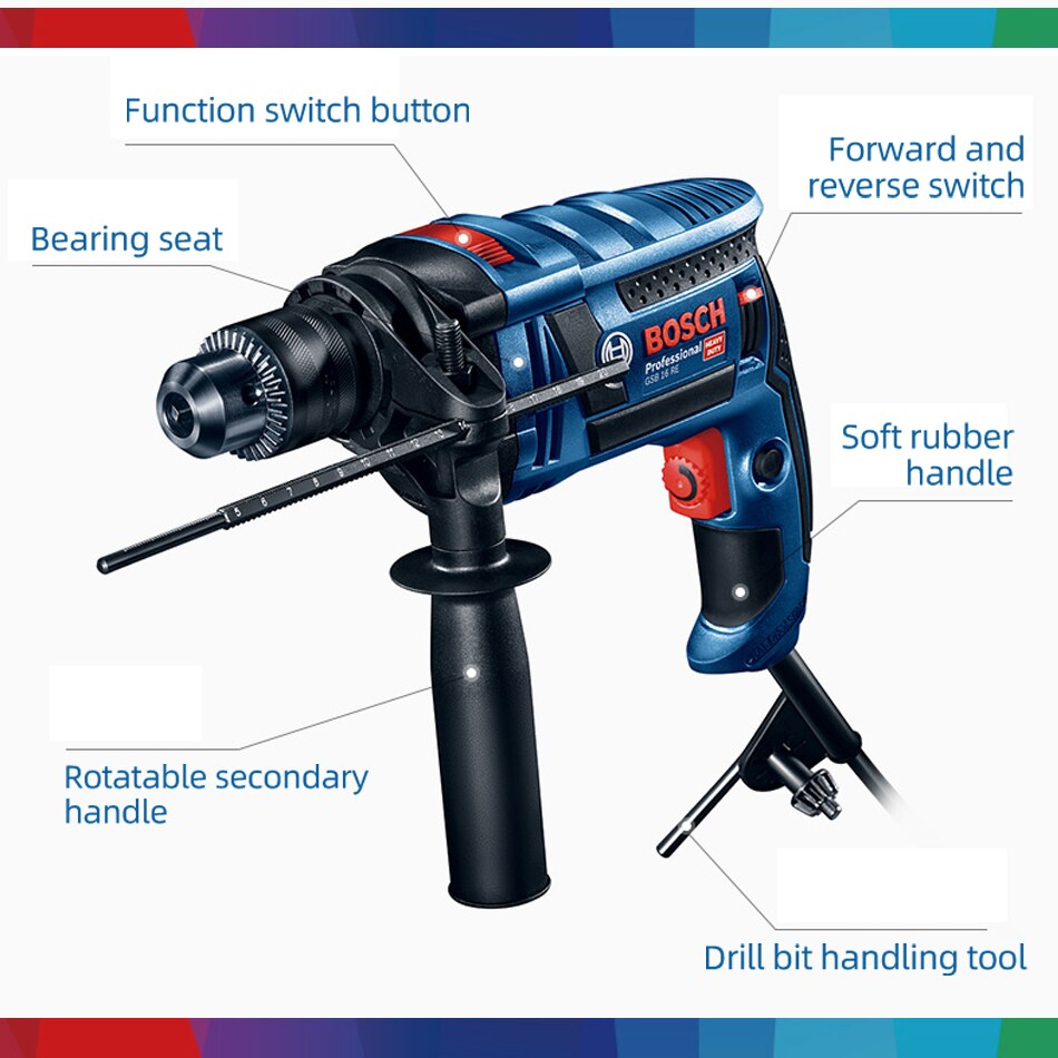 Bosch High Power 750W Electric Hammer Electric Drill Two Functions Household Impact Drill Multi-function Electric Pick Slotter