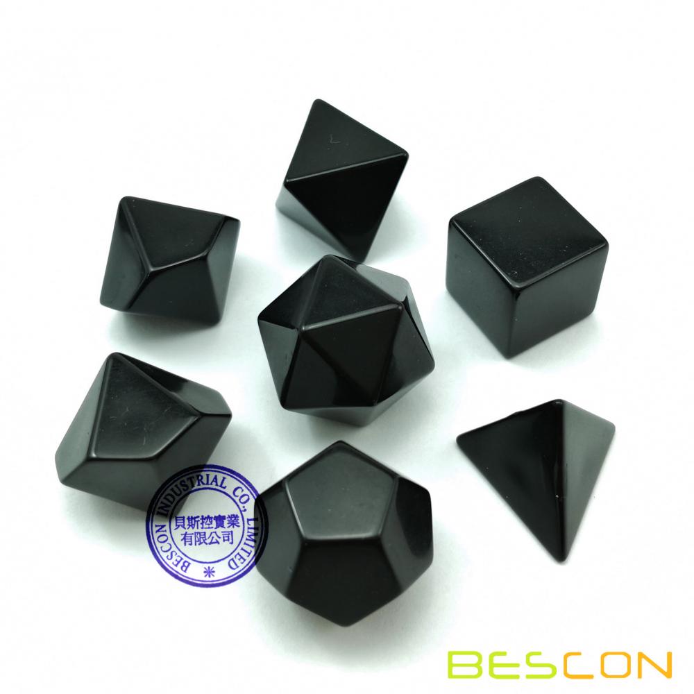 Opaque 16mm Polyhedral Black Set Of 6 Blank Dice 1