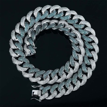 TOPGRILLZ 18MM ICED OUT Flooded Mint Blue CZ Maimi Cuban Link Young Dolph Blue Cubic Zircon Hip Hop Jewelry Gift