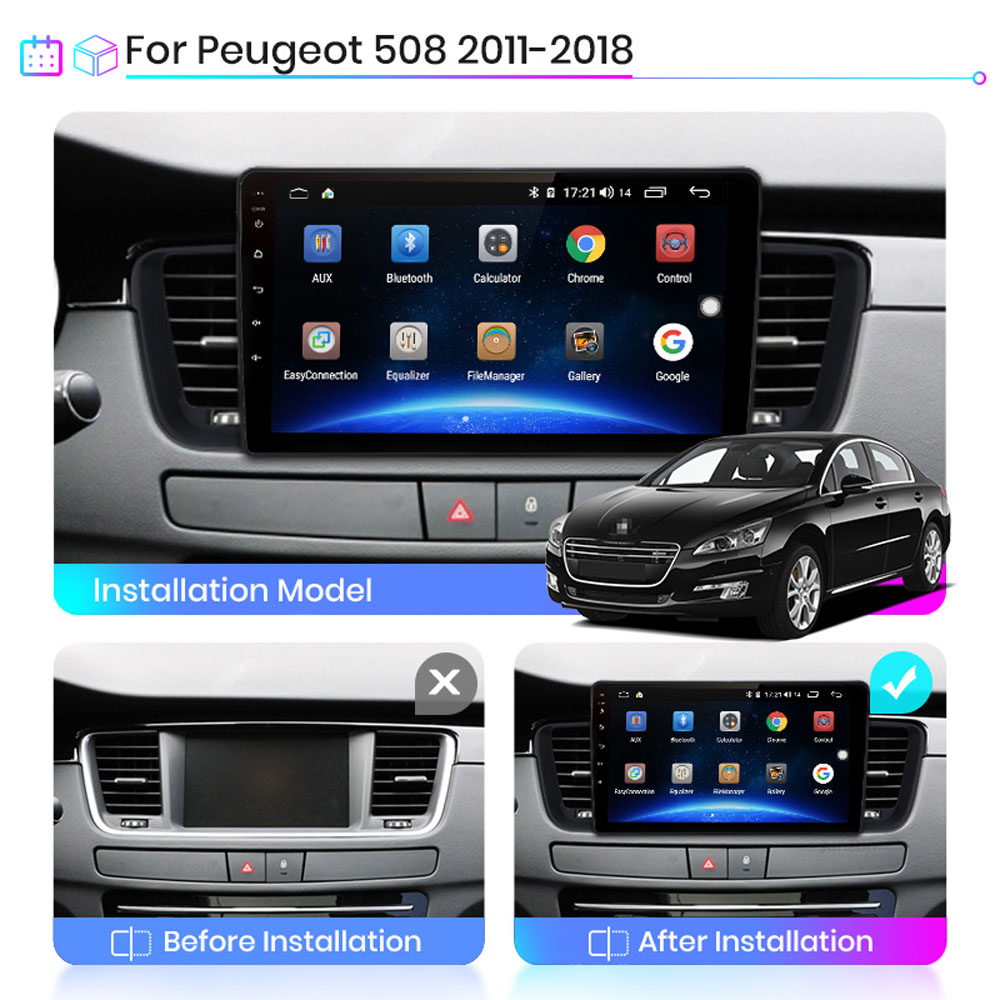 For Peugeot 508 2011-2018 2 Din Android Car Multimedia Player WIFI FM BT GPS Navigation Head Unit with Frame Auto Stereos