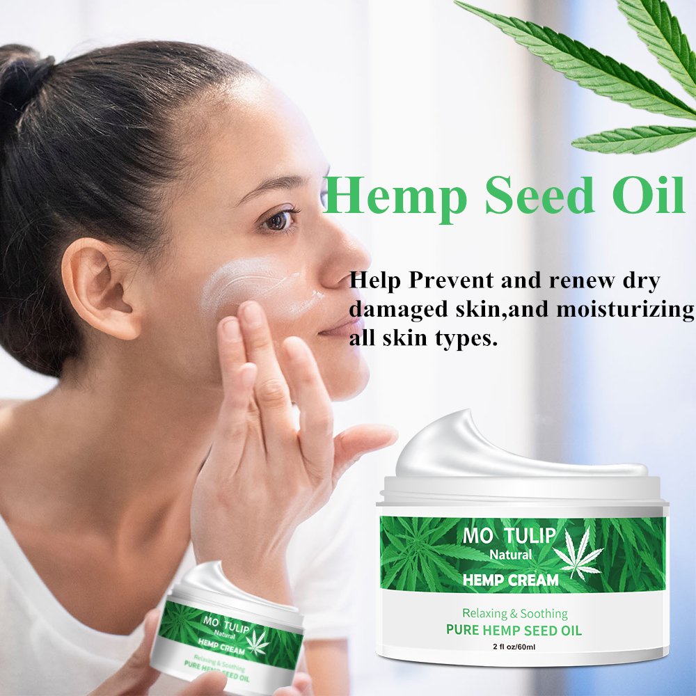 60ML Hemp Oil Essence Day & Night Face Cream Anti-aging Relieve Anxiety Moisturizer Nourishing Skin Care Cream DROP SHIP