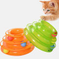 Three Levels Plastic Tower Tracks Disc Training Amusement Plate Kitten Toy Cat Intelligence Amusement Triple Disc Pet Toys Ball