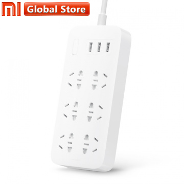 Original Xiaomi Mijia Power Strip Basic Version 6 Sockets With 3 5V 2.1A Fast Charging USB Ports White Mi Socket Solid Color