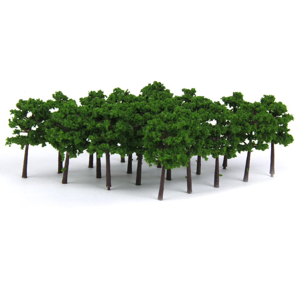 Plastic Model Trees Train Railroad Scenery 40pcs Dark Green 1/250 Z Scale