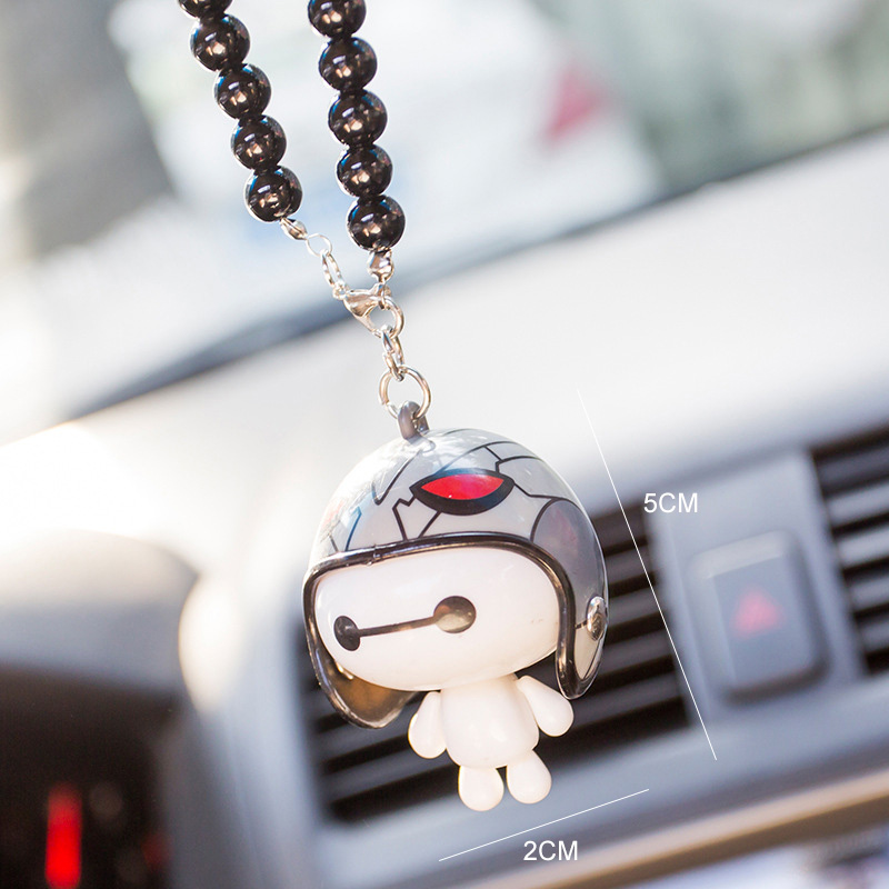 Car Pendant Cute Helmet Baymax Robot Doll Big Hero Hanging Ornaments Auto Rearview Mirror Decoration Car Styling Accessory Gifts