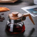 Wooden Handle Glass Coffee Maker Hand Drip Coffee Pot Dripper Pour Over Glass Range Coffee Server Pots Glass Kettle Brewer Clear