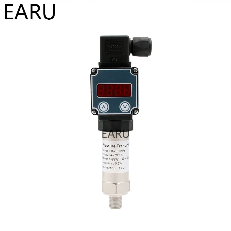 -1~0~10bar/16bar/6bar/25bar, 10-30VDC, G1/4, 4-20mA Output, 0.5%, Pressure Transmitter Pressure Transducer Sensor LCD Display