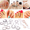 12pcs/set Alloy Retro Hollow Flower Adjustable Open Toe Rings Finger Beach Foot Jewelry Carved Fashion Toe Ring 12 Styles