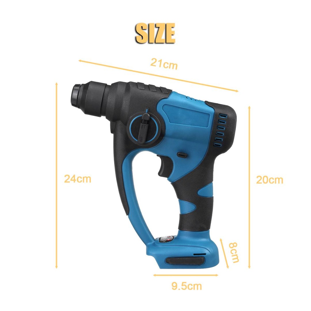 18V Electric Demolition Hammer Impact Drill Multi-functional Brushless Rotary Hammer Drill Rechargeable Power Tool