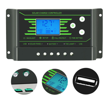 100pcs 3 years warranty 24V 12V Auto Solar Panel Battery Charge Controller 10A LCD Solar Collector Regulator with Dual USB