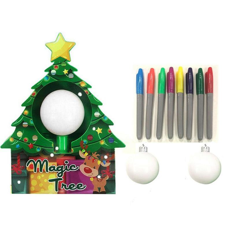 Kids DIY Craft Drawing Toy Set Christmas Tree Decoration Tool Christmas Ornaments Educational Gift Egg Ball Children Paint N3Y5
