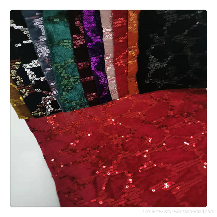red embroidered fabric sequin embroidered velvet fabric embroidered material