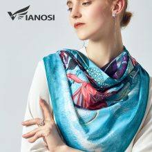 [VIANOSI] Scarves for Women Print Twill Square Silk Scarf Shawl Bandana for Head Large Hijab For Ladies 90X90cm