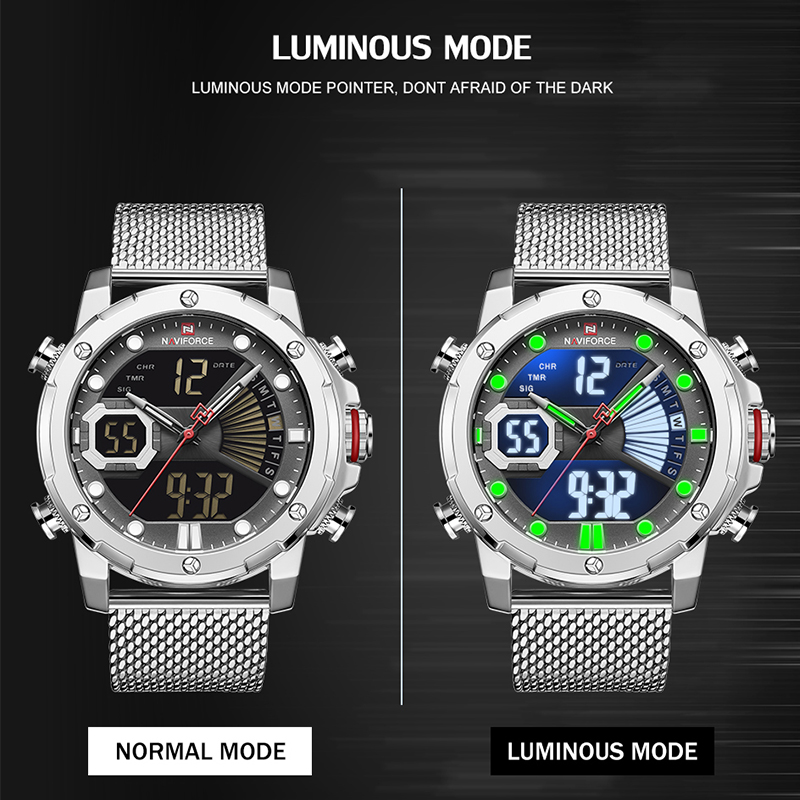 NAVIFORCE Luxury Brand Mens Watches Military LED Digital Sport Quartz Wrist Watch Waterproof Analog Clock Male Relogio Masculino