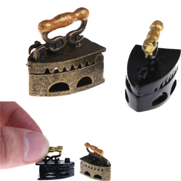Mini Dollhouse Miniature 1:12 Toy Vintage Metal Black Iron Clothes Tool Urniture Toys Accessories