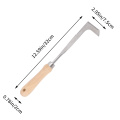 1Pc Stainless Steel Weeding Sickle with Wooden Handle Manual Weeder Multipurpose Root Remover Gardening Tool for Home (Silver)