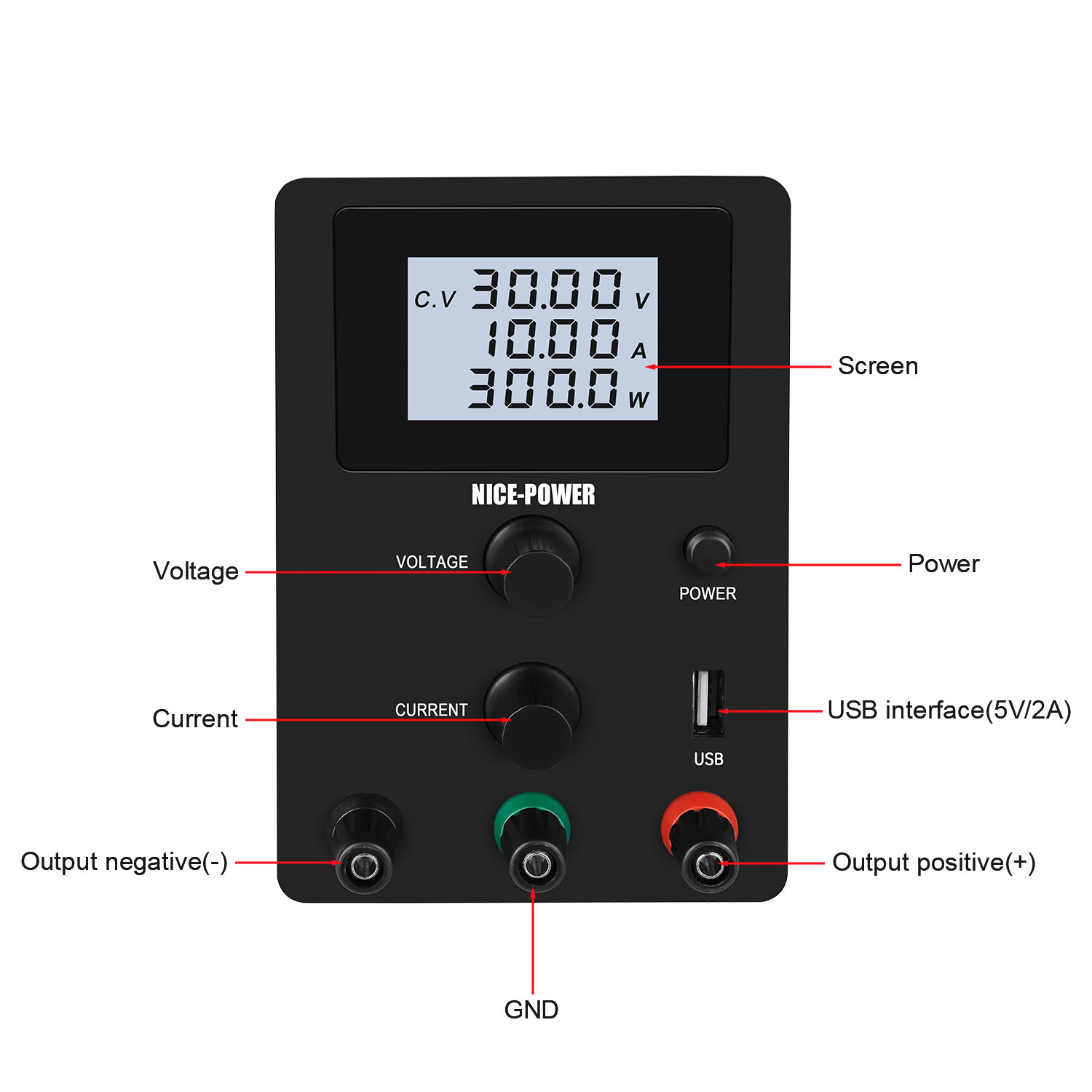 220V 0-30V 0-10A DC Power Supply Switching Voltage-stabilized Source Regulated Power Voltage Supply C V CC Dual Output Modes