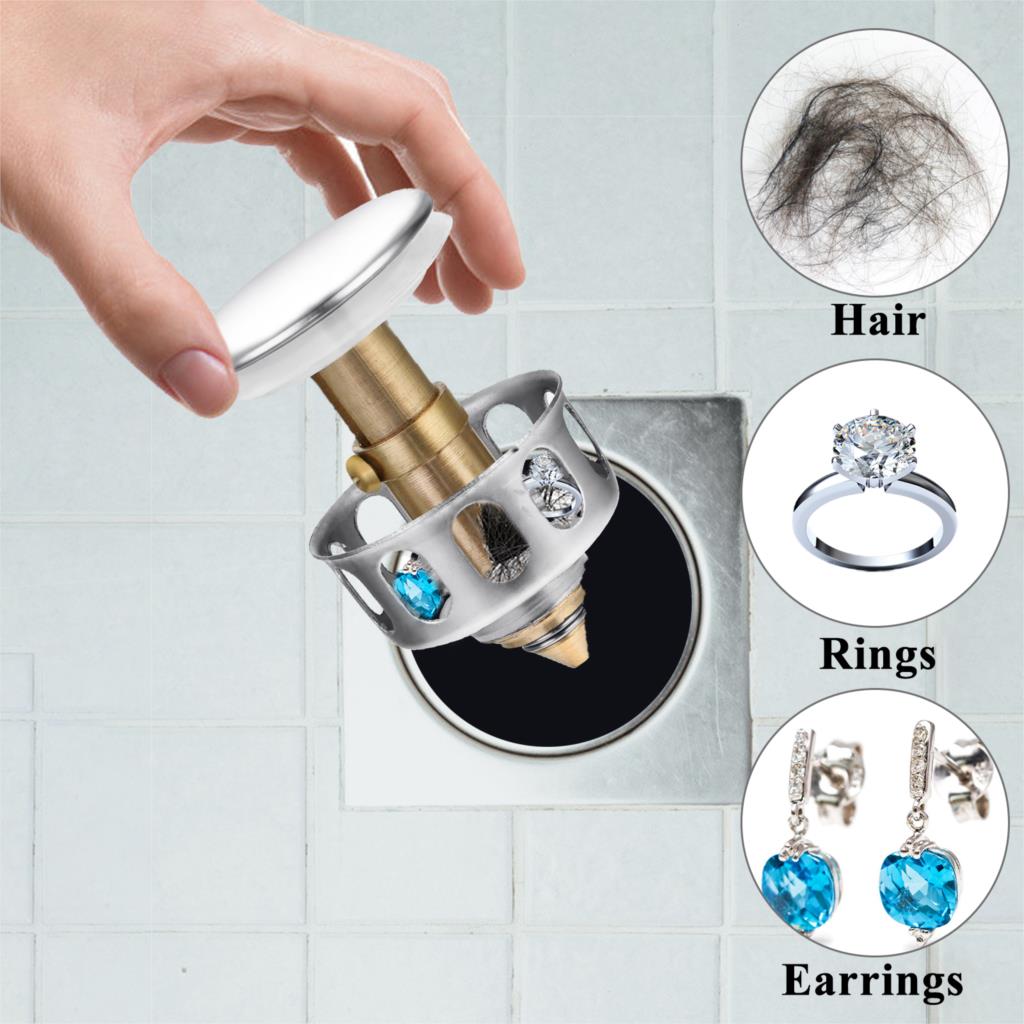 Copper Bouncing Core Filter Cover with Basket Shower Floor Drain Bathroom Plug Trap Hair Catcher Basin Faucet Accessories