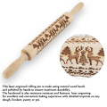 35/43cm Christmas Embossing Rolling Pin Wood Elk Engraved Gingerbread Cookies Biscuit Fondant Cake Roller Baking Pastry Tools