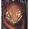 hirigin Metal Crop Top Summer Sexy Club Backless Bralette Beach Halter Gold Sequined Party Women Tank Top Camisole