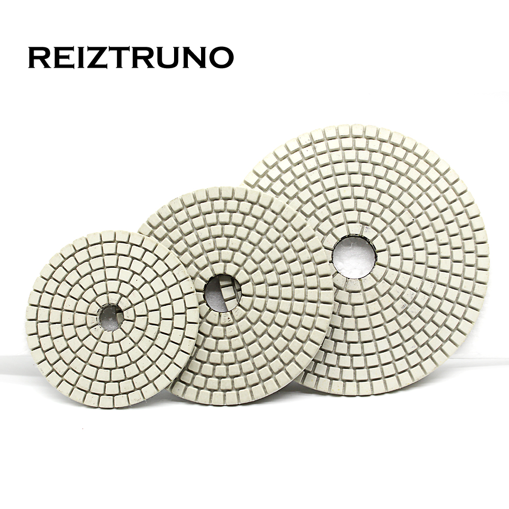 Reiztruno 5 Inch 125mm Wet Polishing Pads white Resin bond Diamond Grinding Disc for marble,granite,quartz and other stone,1pc