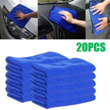 Blue Car Polishing Wash Towel Microfiber 25*25cm Cloth Waxing Rag Buffing Pad Strong Water Absorption