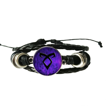 New City of bones glass Leather bracelet Angelic rune bracelet angelic mortal instruments jewelry