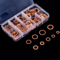 200pcs M5-M14 Professional Assorted Copper Washer Gasket Set Flat Ring Seal Assortment Kit with Box For Hardware Accessories