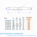 M8*70 Rigging Screw Body Stainless Steel 316 Turnbuckle Closed Bottlescrew Architectural Hardware