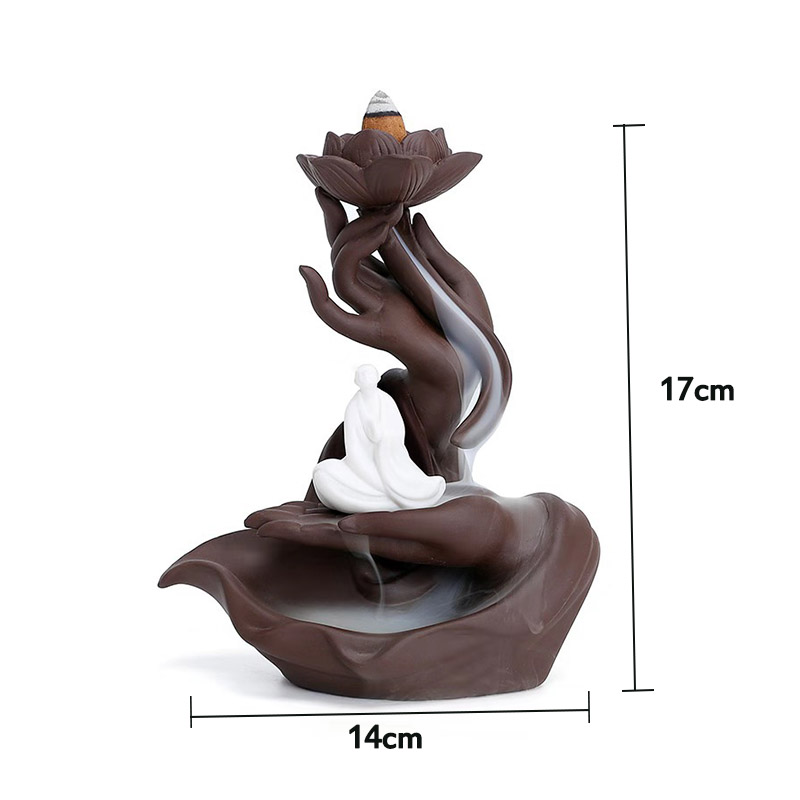with 10 pcs Incense cone Free Gifts Ceramic Backflow Incense Burner Incense Cones Stick Holder Smoke Waterfall Home Decor
