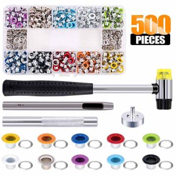 500 Sets Grommet Kit,Grommet Setting Tool Metal Eyelets Set with Install Tool Kit in Storage Box ,Leather Crafts DIY Projects