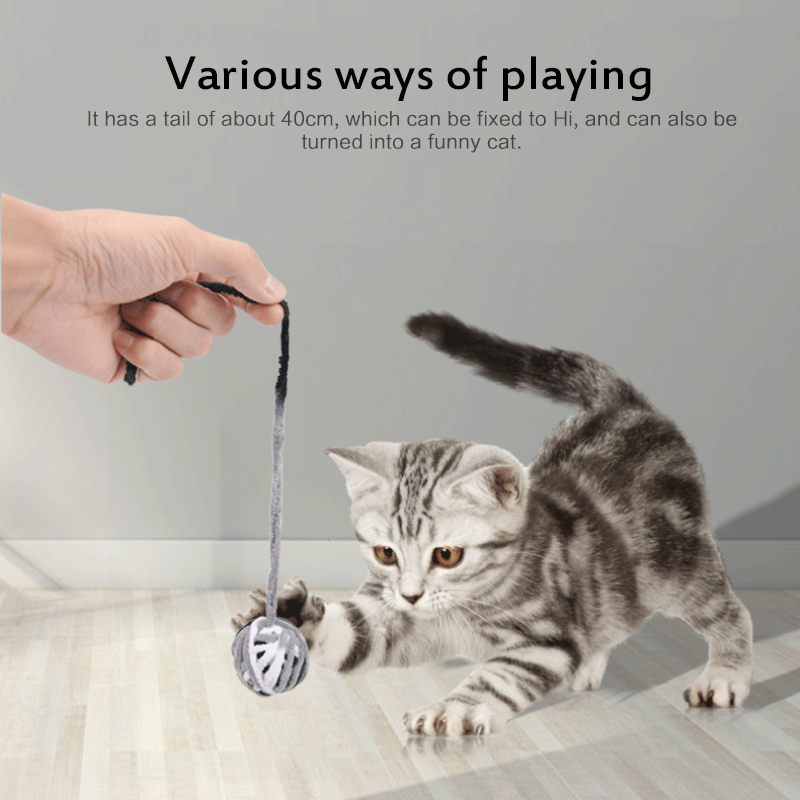1PC Cat Bell Toy Ball Molar Toy Wool Tail Ball Uncomfortable Interactive Toy Wool Bell Ball Pet Toy Pet Supplies