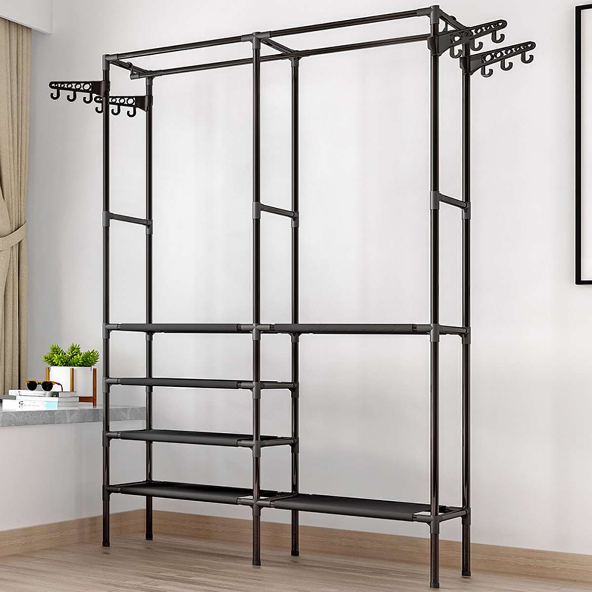 Clothes Rack Floor Standing Clothes Hanging Colorful Storage Shelf Clothes Hanger Racks Couple Simple Style Bedroom Furniture