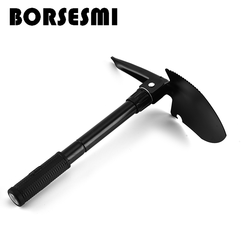 Hot sale 4 in 1 metal sappers shovel with compass portable camping folding garden shovel mini multi-function steel pickaxe