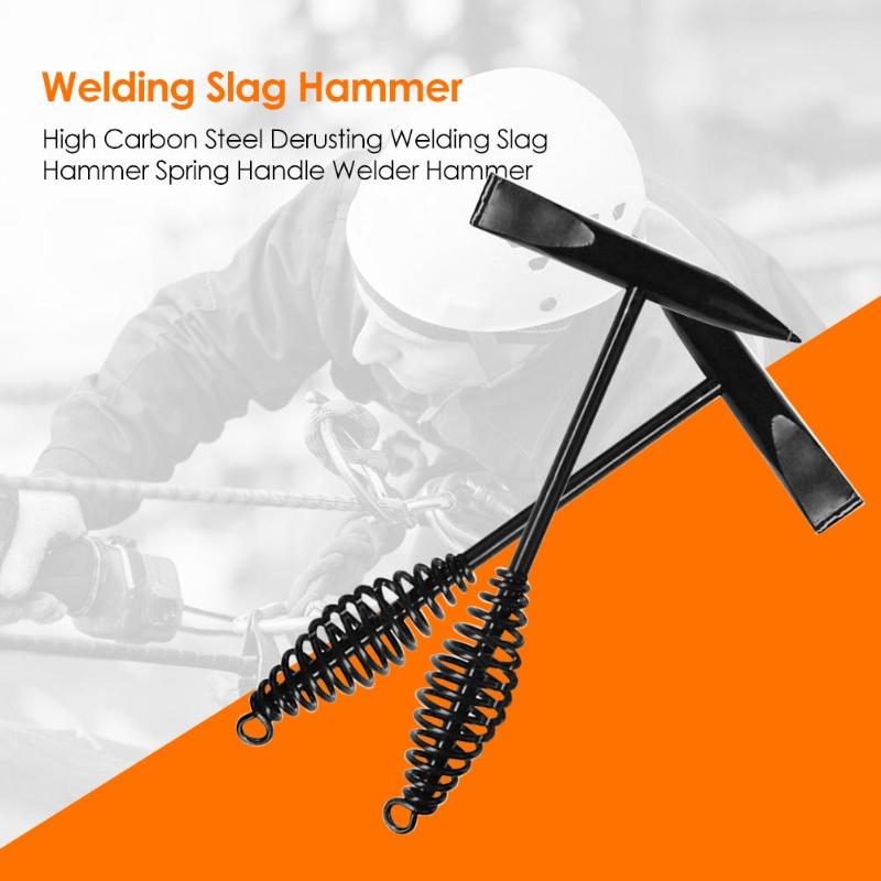 High Hardness Carbon Steel Manual Welding Slag Hammer Derusting Welder Hammer Reflex Spring Handle Welding Slag Rust Remover