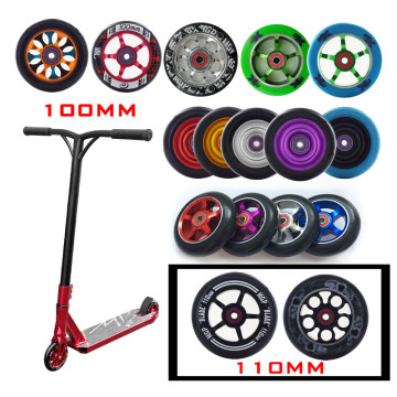 Replacement 100mm 110mm Push/Kick/Stunt Scooter Wheels with Bearings & Bushings Scooter Parts Accessories 2pcs/set