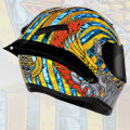Full Face Motorcycle Helmet Professional Racing Helmet Kask DOT Rainbow Visor Motocross Off Road Touring S Pharaoh pattern