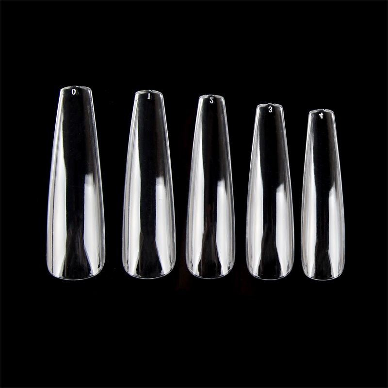 XX Long Coffin Full Cover Gel Nail Tips Artificial Strong Soft French Press on Fingernail 240pcs