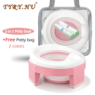 TYRY.HU Baby Pot Portable Silicone Baby Potty Training Seat 3 in 1 Travel Toilet Seat Foldable Blue Pink Children Potty