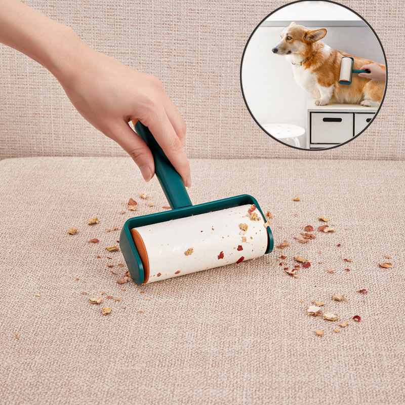 Dust Remover Sticky Clothes Tearable Pet Dog Hair Fabric Fluff Roller Cleaner Handle Lint Roller Bed Hair Cleaning Brush