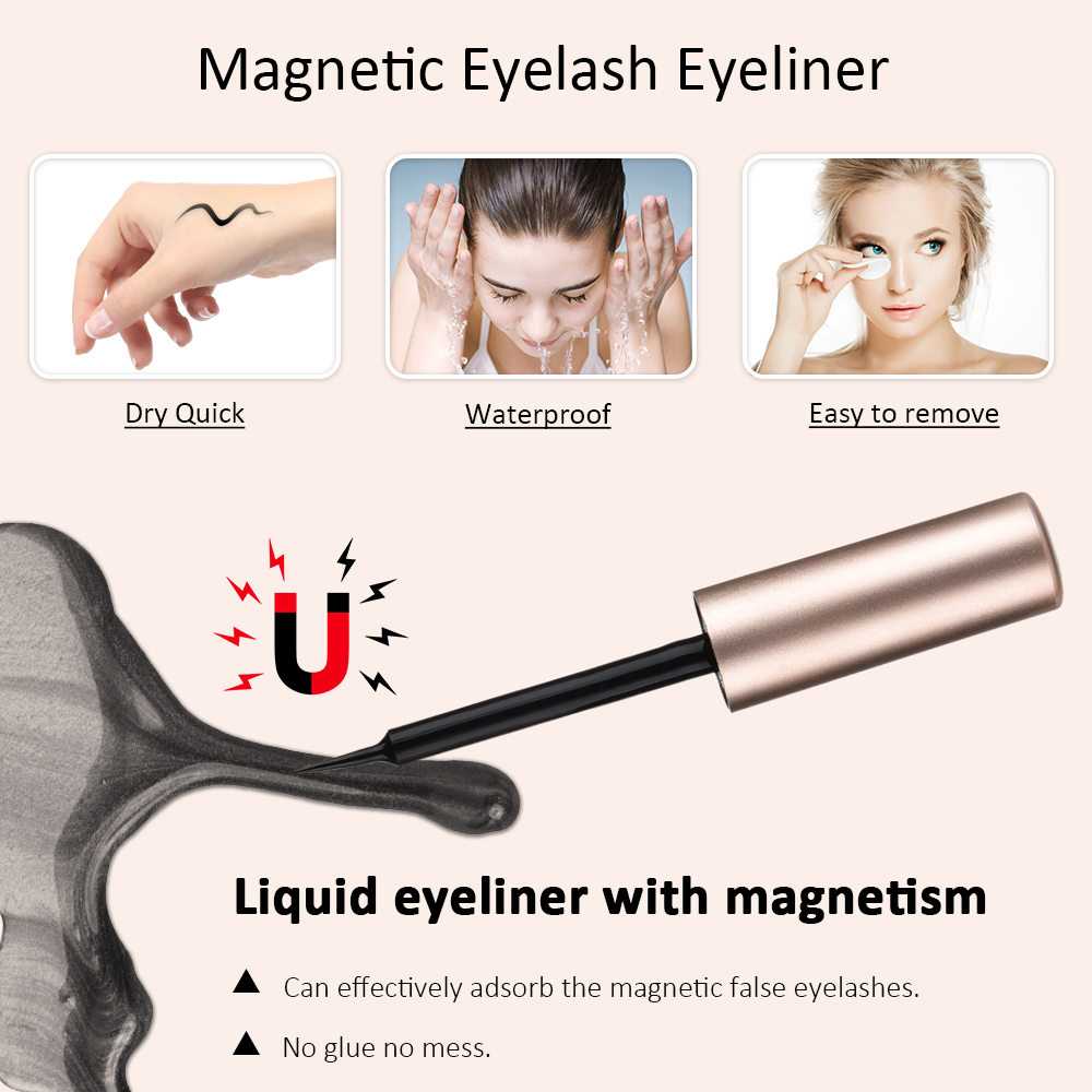 5 Pairs Magnetic Eyelashes Kits Upgraded with Double Eyeliner Reusable Cuttable Waterproof Natural Eye Lashes With Applicator
