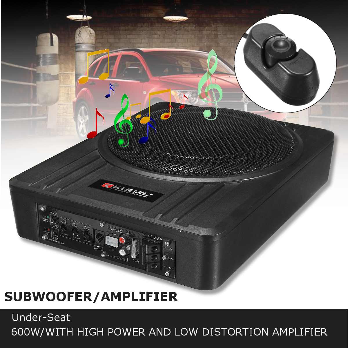 10" 600W Car Active Subwoofer Speaker Audio Amplifier Vehicle Subwoofer Bass Amplifier Enclosure Auto Sound Car Audio Amplifier