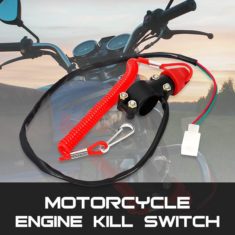 1Pc DC 12V Universal Motorcycle QUAD ATV Engine Stop Closed Tether Kill Switch Push Button