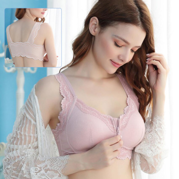 Mastectomy Bra Rimless Cotton Lace underwear gathered seamless Front zipper sexy Bra for Silicone Fake Breast Forms Prosthesis