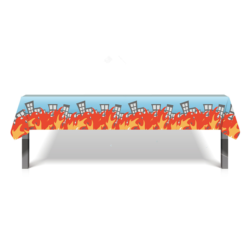 130*220cm Firemen Theme Table Cloth for Kids Happy Birthday Party Decoration Fire truck Table Cover Event Party Supplies