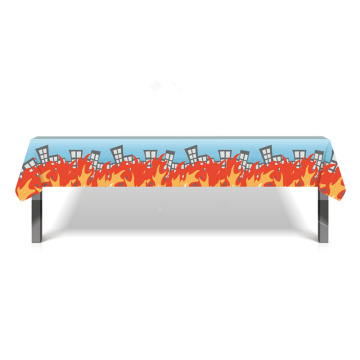130*220cm Firemen Theme Table Cloth for Kids Happy Birthday Party Decoration Fire truck Table Cover Event Party Supplies