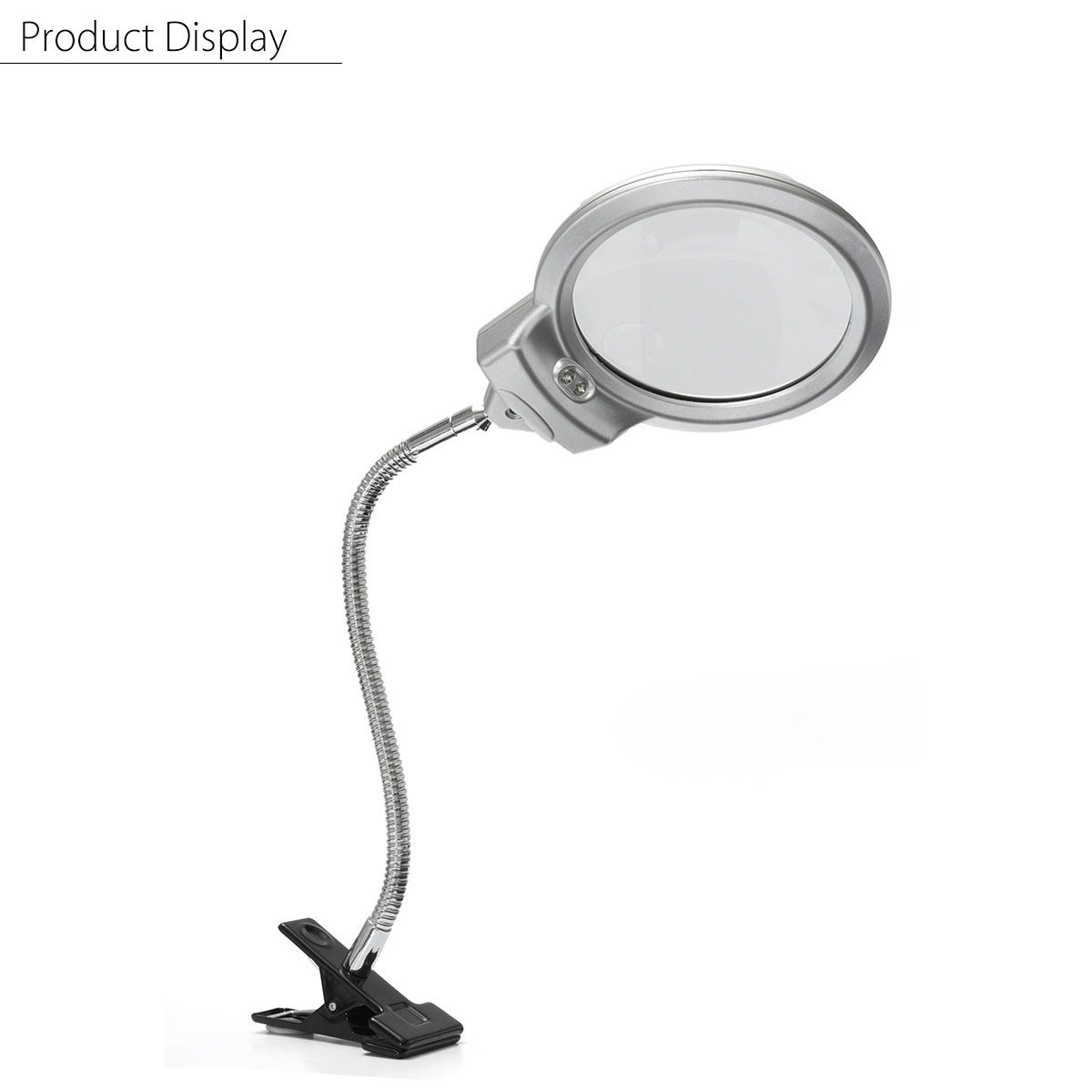 2 LED Light Magnifier Flexible Table Magnifying Glass with Clamp Reading/Welding Large Lens Table Top Desk Optical Instruments