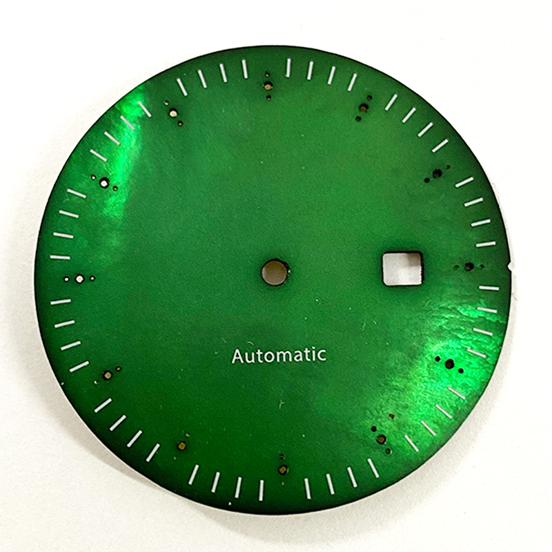 Shell watch dial with applied index