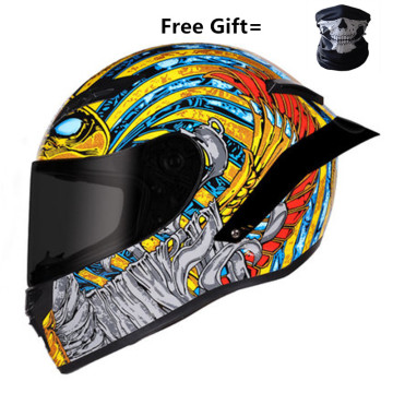 Full Face Motorcycle Helmet Professional Racing Helmet Kask DOT Rainbow Visor Motocross Off Road Touring S Pharaoh pattern